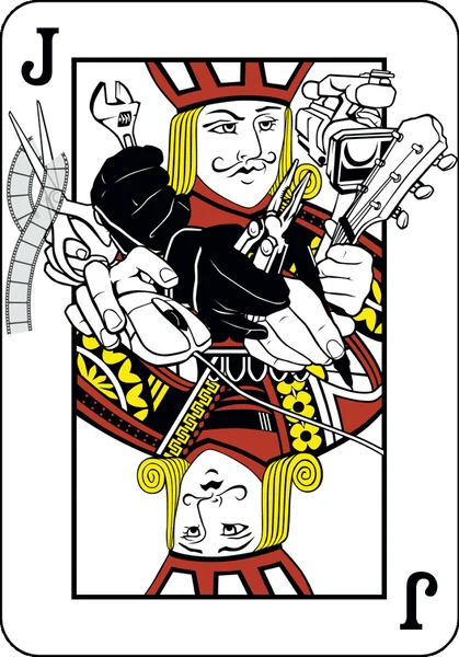 Daniel Jacques of All Trades logo: a jack playing card holding tools